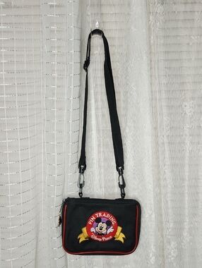 Vintage Disney Parks Black and Red Pin Trading Crossbody Pouch